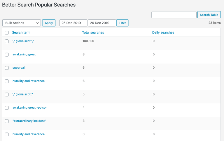 Better Search v2.4.0 setting - Popular searches view