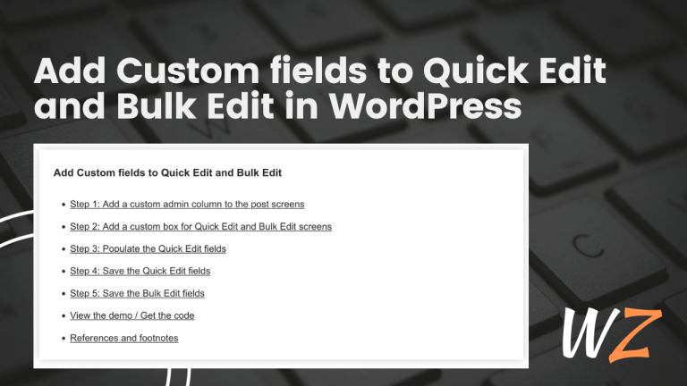 Add Custom fields to Quick Edit and Bulk Edit