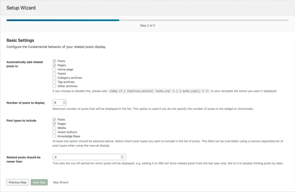 Contextual Related Posts Setup Wizard