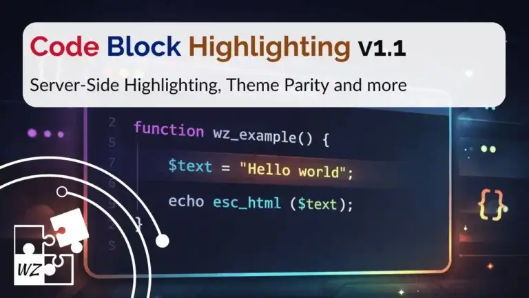 WebberZone Code Block Highlighting v1.1