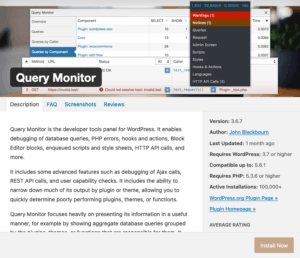 Debugging with Query Monitor Install-Query-Monitor