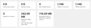 Bulk Optimize statistics separating original savings, backup storage and optimized-copy disk usage.